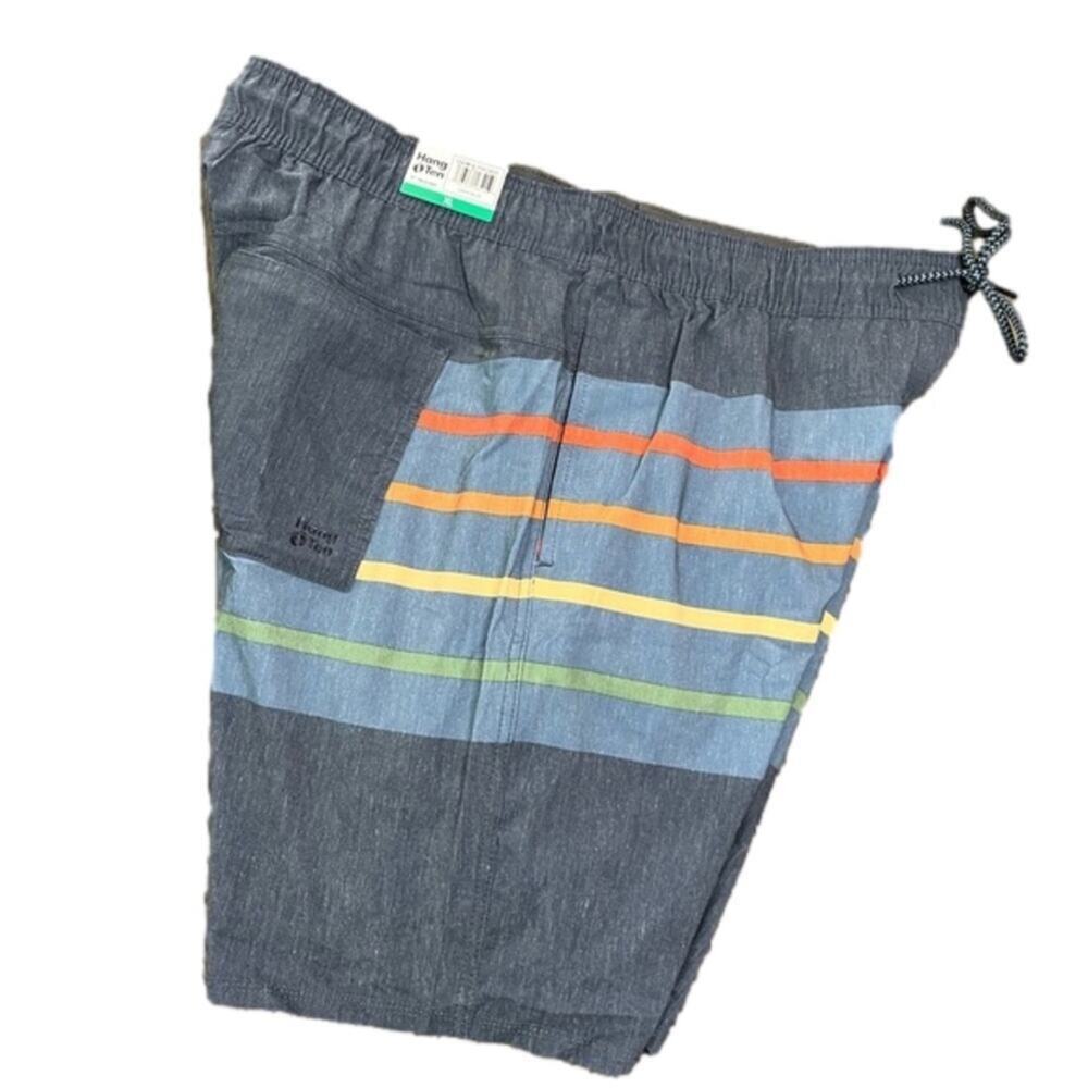 Hang Ten Men's Swimwear Trunks Shorts Blue Stripe Size XL NWT